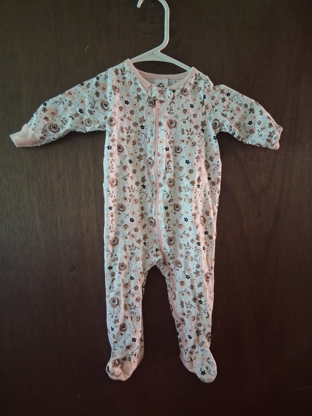Gerber Organic Pink Floral Footed One-Piece